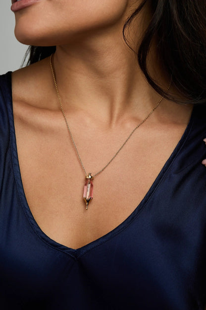 You Are Loved potion bottle slider necklace with pink pendant on a gold chain on Tampa Home & Garden Store