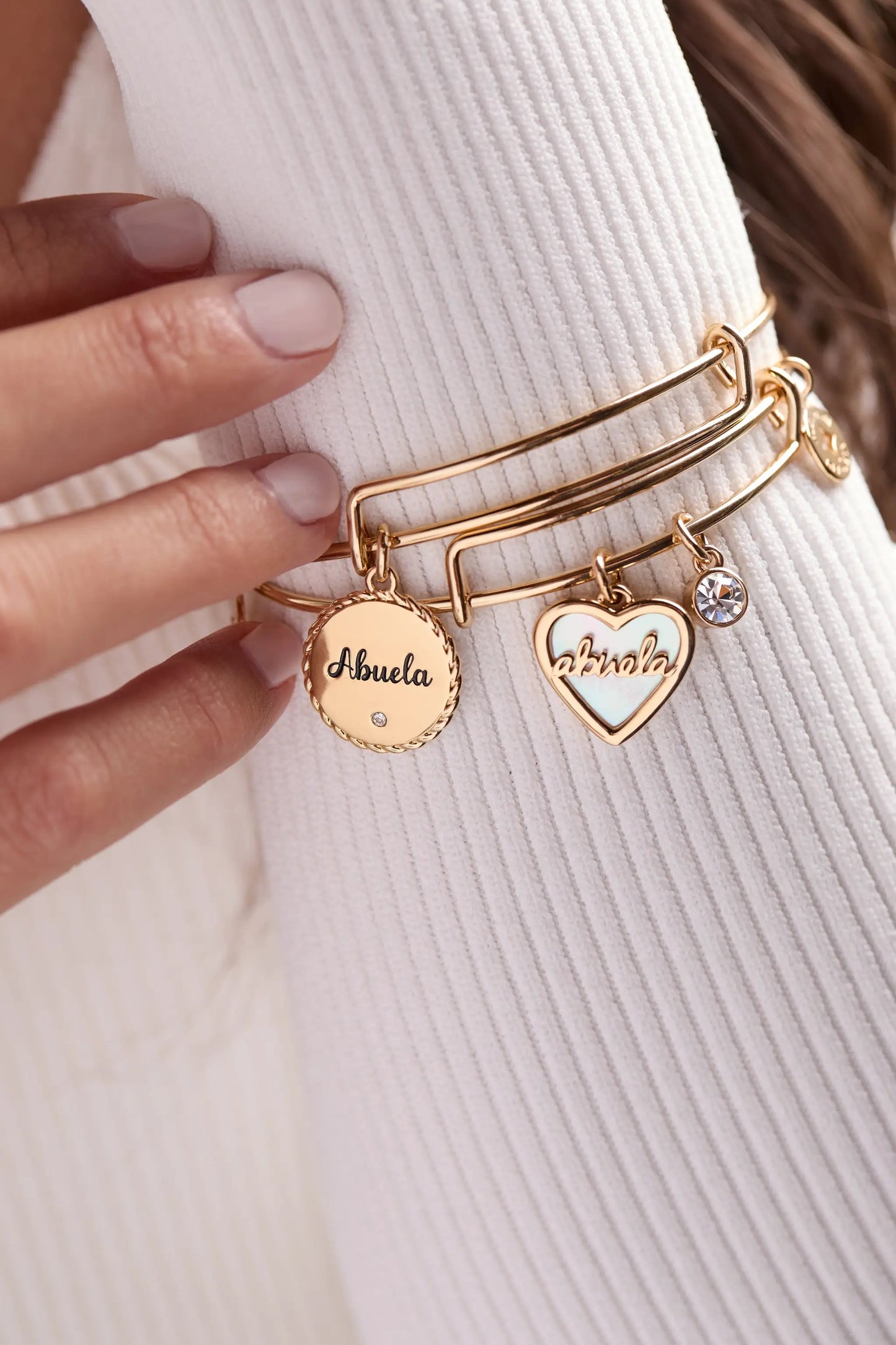 Abuela Mother of Pearl Heart Charm Bracelet