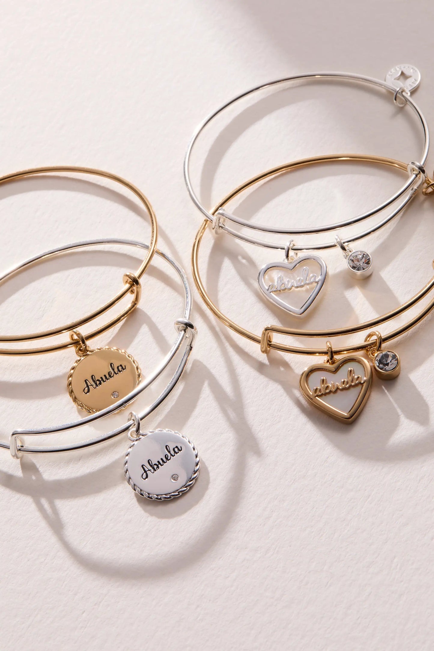 Abuela Mother of Pearl Heart Charm Bracelet