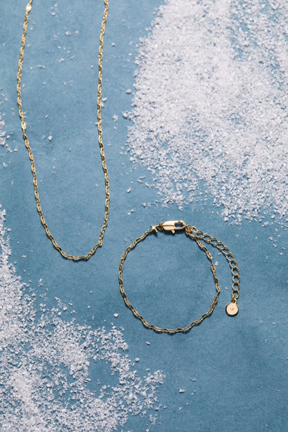 Multi-Faceted Chain Necklace with gold-tone textured links and small pendant on Tampa Home & Garden Store