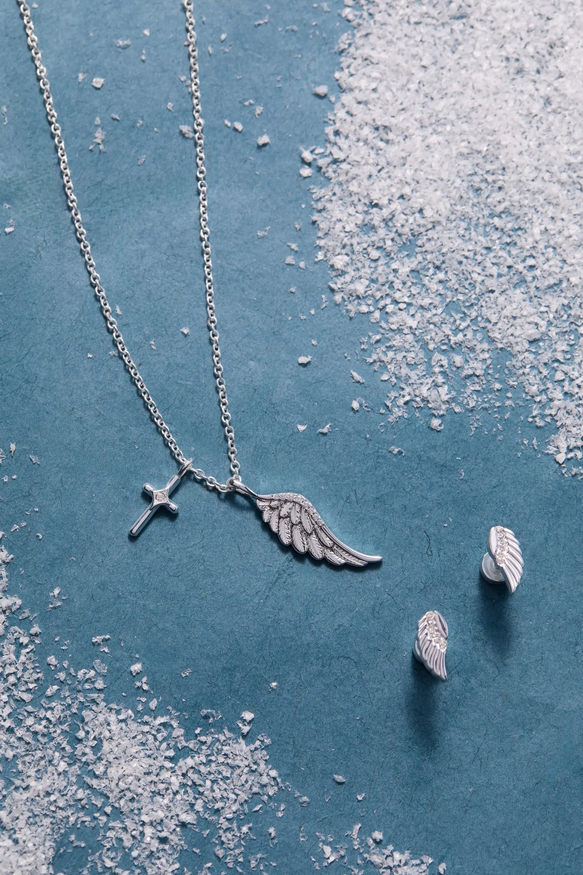 Faith Cross and Angel Wing Charm Necklace by ALEX AND ANI on silver chain with pendants on Tampa Home & Garden Store