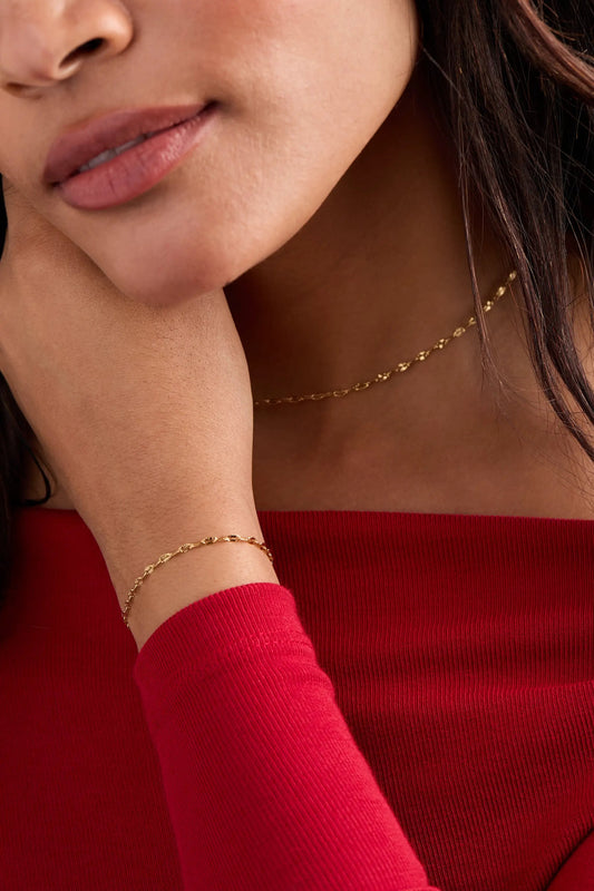 Multi Faceted Chain Bracelet by ALEX AND ANI gold-tone delicate faceted chain worn on wrist on Tampa Home & Garden Store