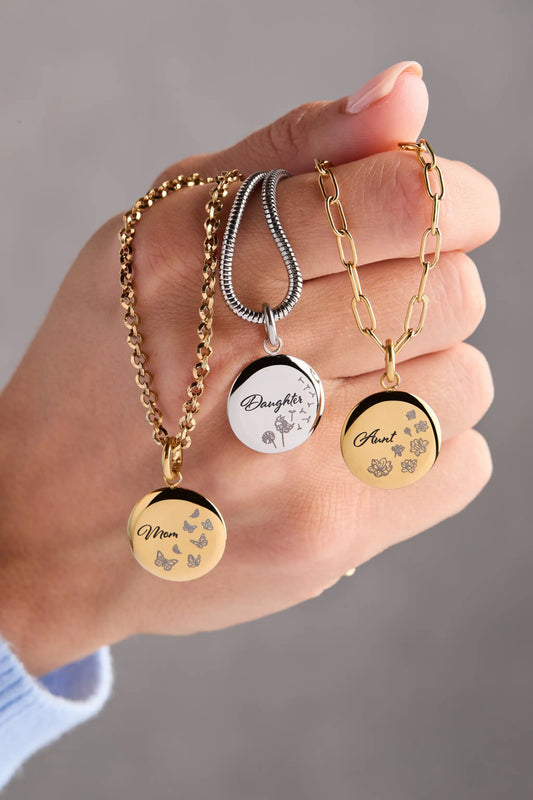 Mom Butterfly Disc Charm set featuring gold and silver tone discs by ALEX AND ANI on Tampa Home & Garden Store