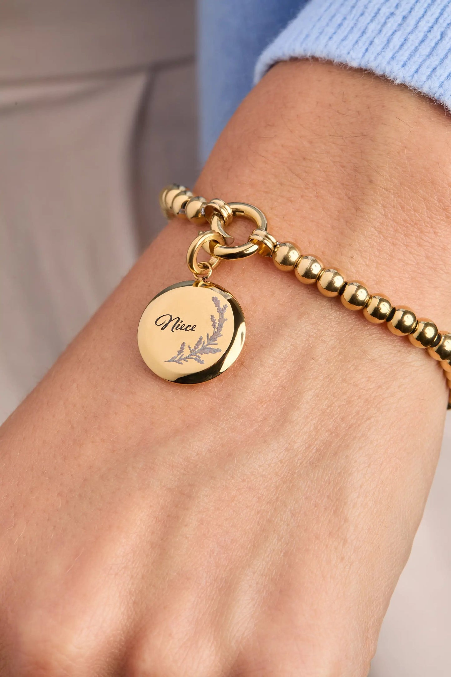 Niece Lavender Disc Charm with Heartfelt Message