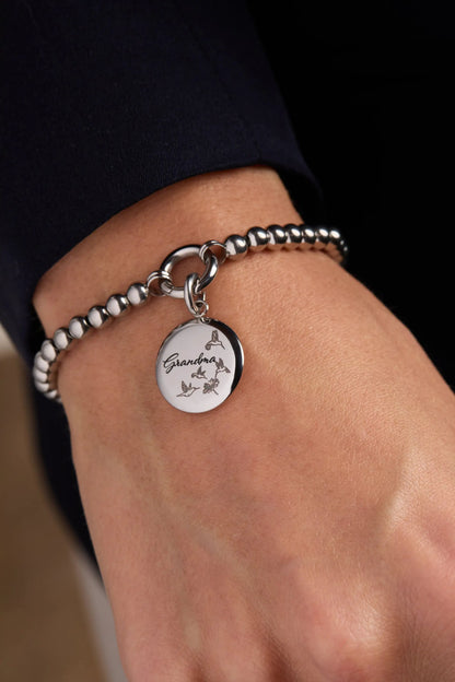Grandma Hummingbird Disc Charm for Family Heart