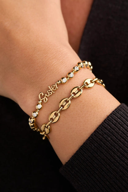 Sister Crystal Elongated Bracelet with Plaque