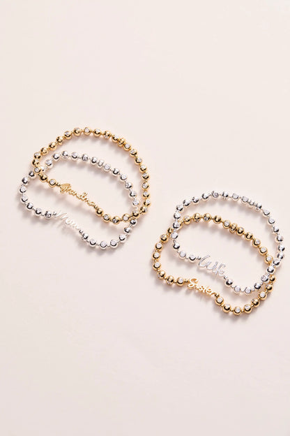 Sister Crystal Elongated Bracelet with Plaque