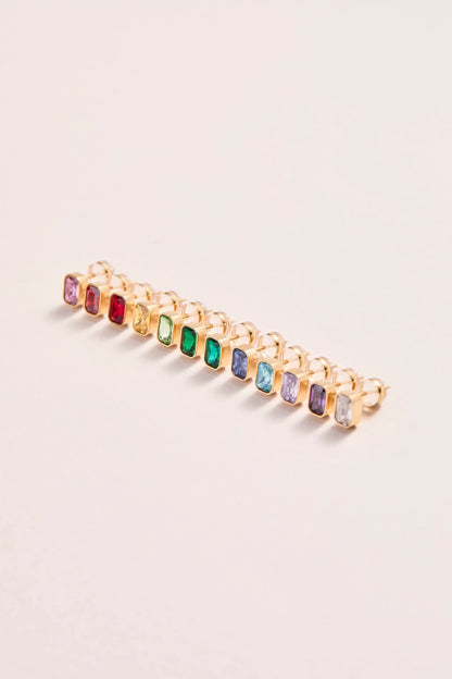 September Emerald-Cut Birthstone Stud Earrings in gold-tone settings with a rainbow of stones on Tampa Home & Garden Store