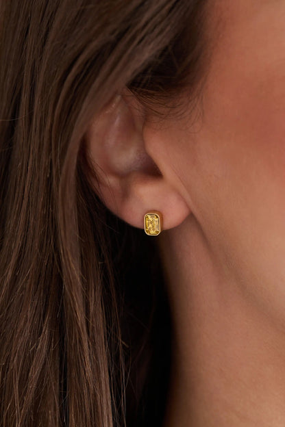 November Glass Topaz Birthstone Stud Earrings