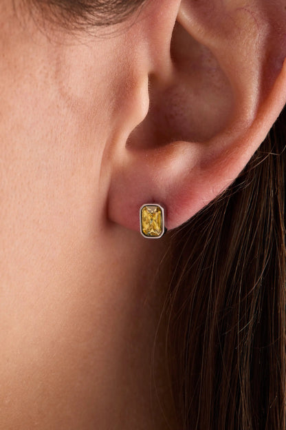 November Glass Topaz Birthstone Stud Earrings