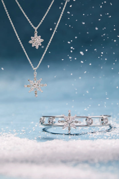 Crystal Snowflake Cuff Bracelet in silver-tone metal with clear crystals by ALEX AND ANI on Tampa Home & Garden Store