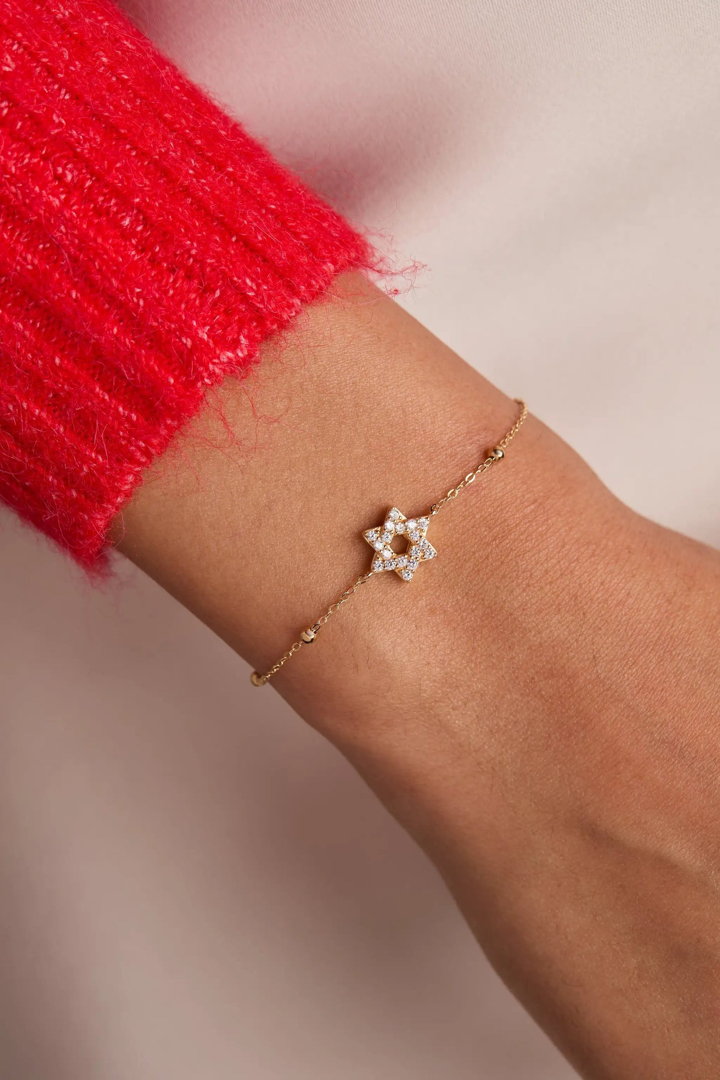 Star of David Delicate Pave Beaded Chain Bracelet by ALEX AND ANI, gold-tone pavé star on Tampa Home & Garden Store
