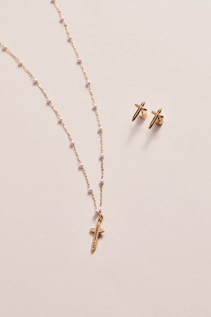 4:13 Cross Stud Earrings pair, gold-tone cross studs by ALEX AND ANI on Tampa Home & Garden Store