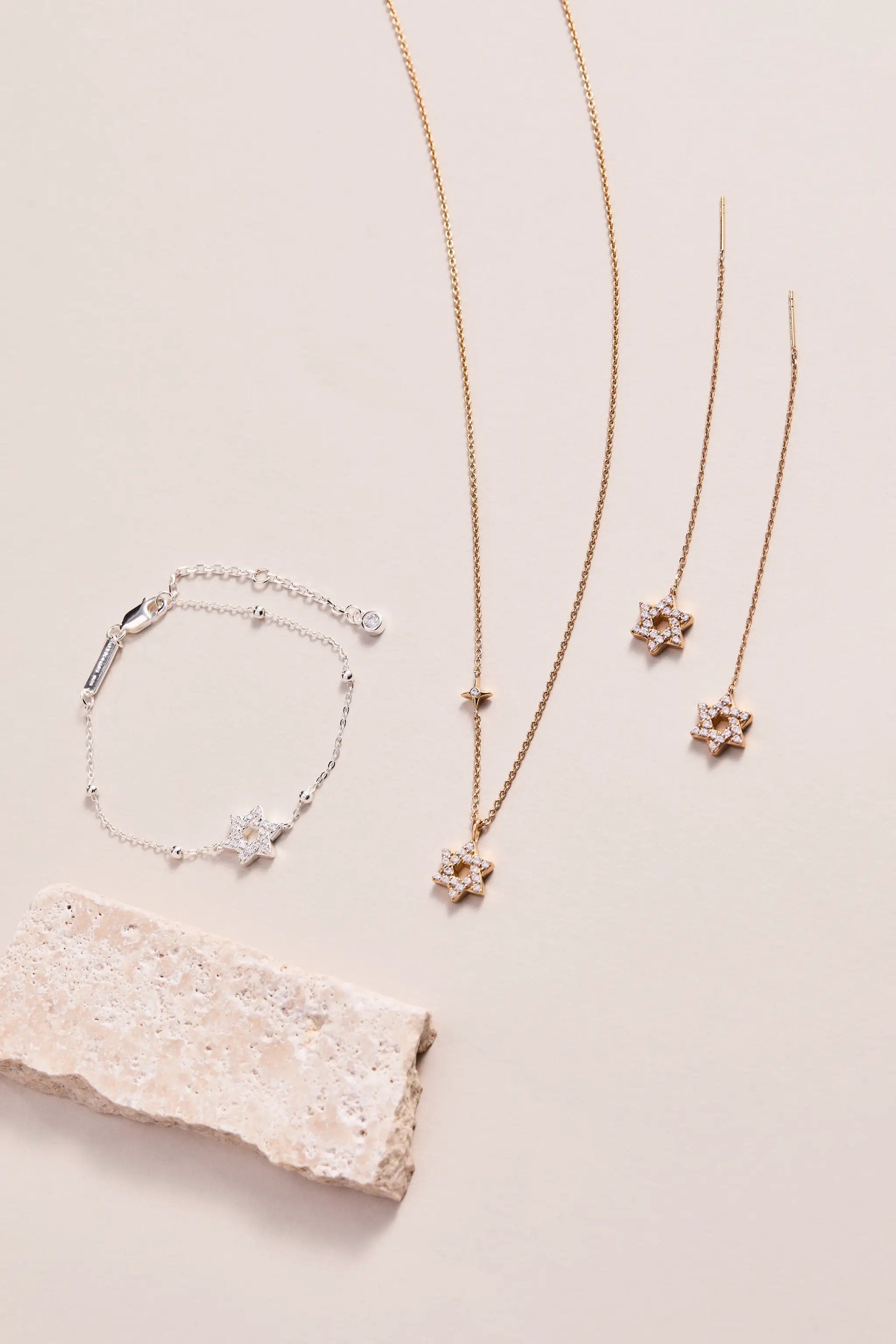 Star of David delicate pave crystal threader earrings in gold tone by ALEX AND ANI on Tampa Home & Garden Store