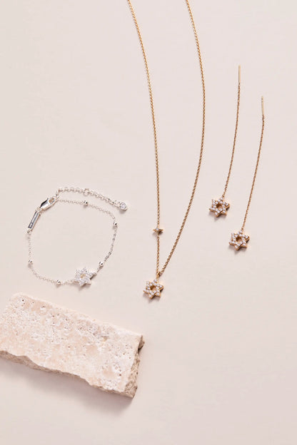 Star of David delicate pave crystal threader earrings in gold tone by ALEX AND ANI on Tampa Home & Garden Store