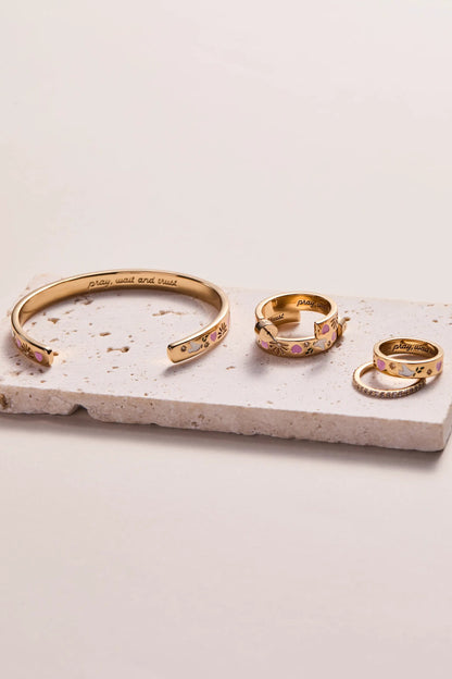 Pray Wait and Trust Enamel Hoop Earrings
