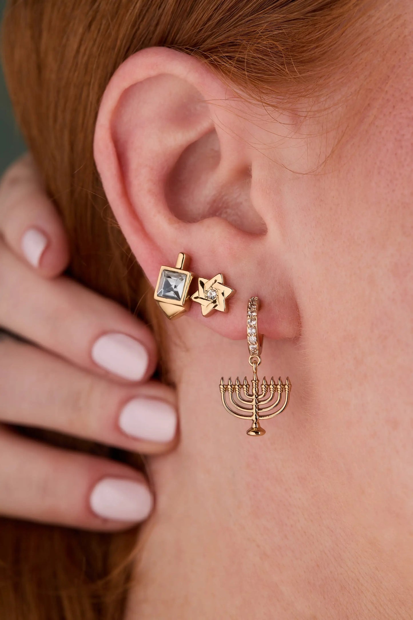 Hanukkah Stud Set with Star of David and Dreidel