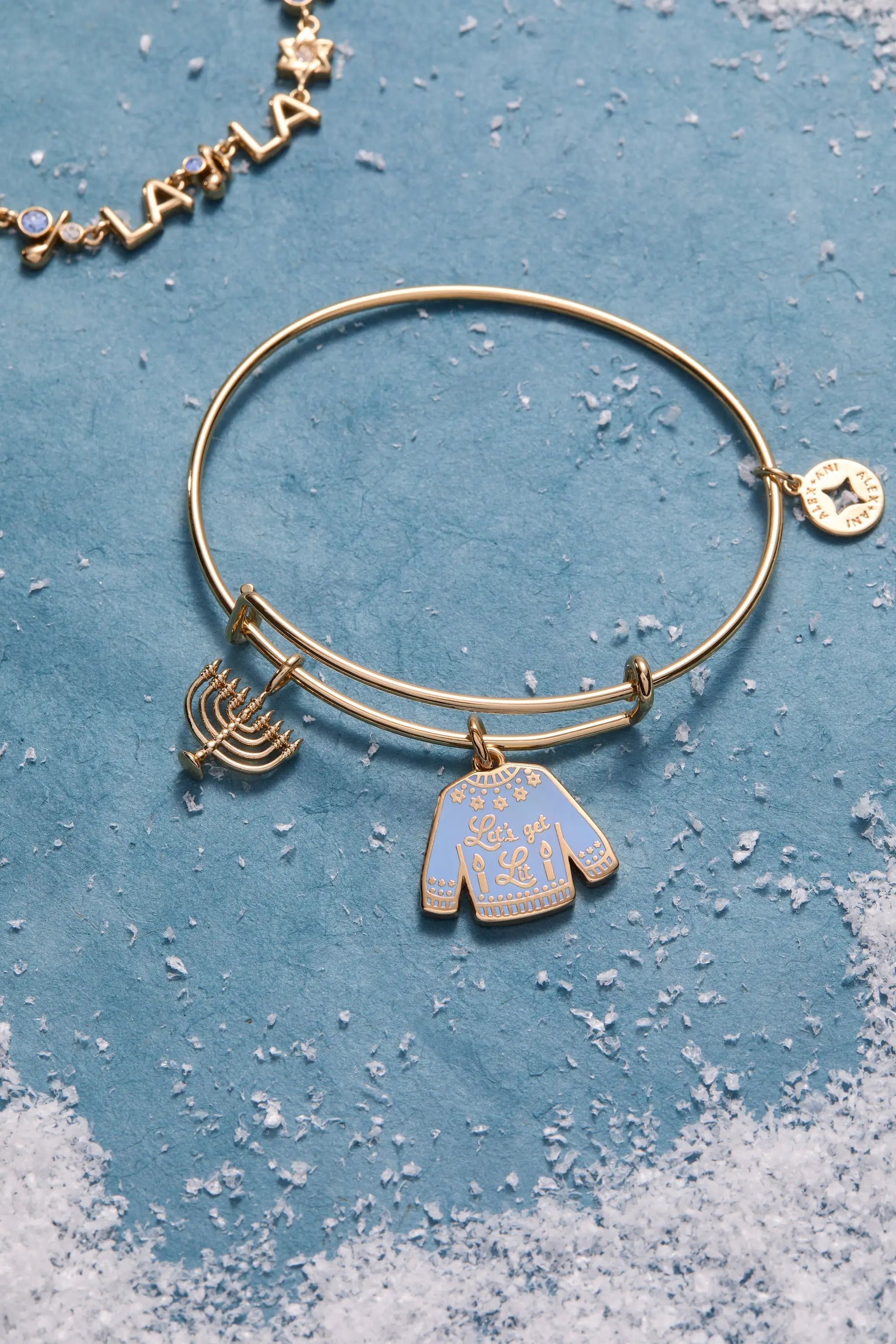 Bracelet Hanukkah Let's Get Lit Ugly Sweater with menorah charm by ALEX AND ANI on Tampa Home & Garden Store