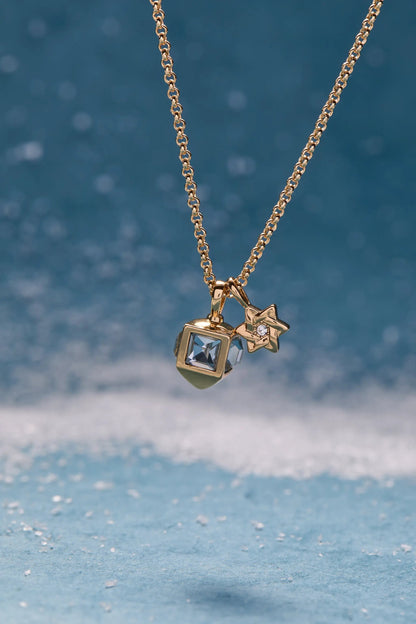 Hanukkah two charm Star of David and Dreidel pendant necklace in gold tone by ALEX AND ANI on Tampa Home & Garden Store