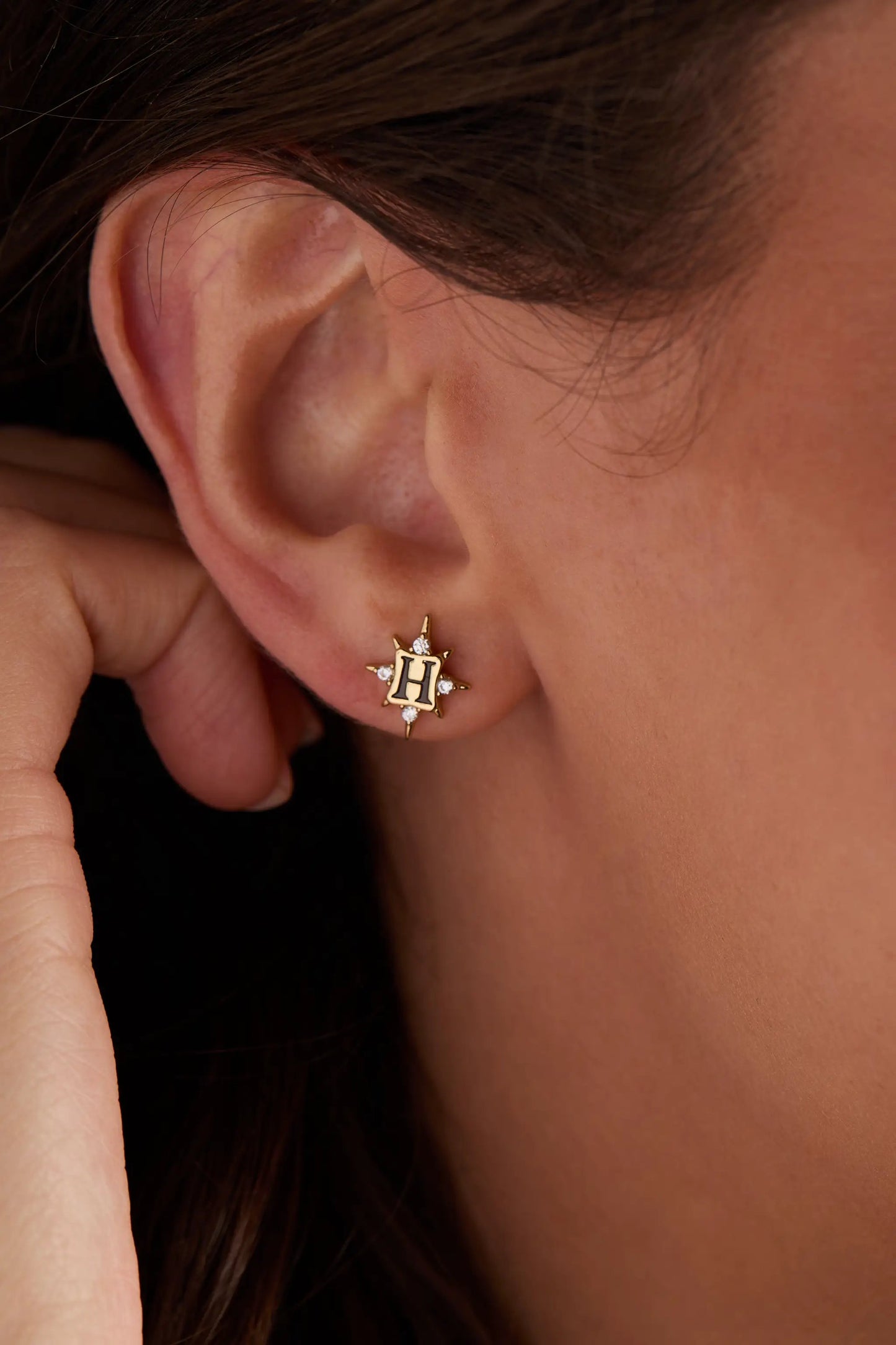 Harry Potter Hogwarts & Sorting Hat earrings set, gold-tone star with H and crystals on Tampa Home & Garden Store