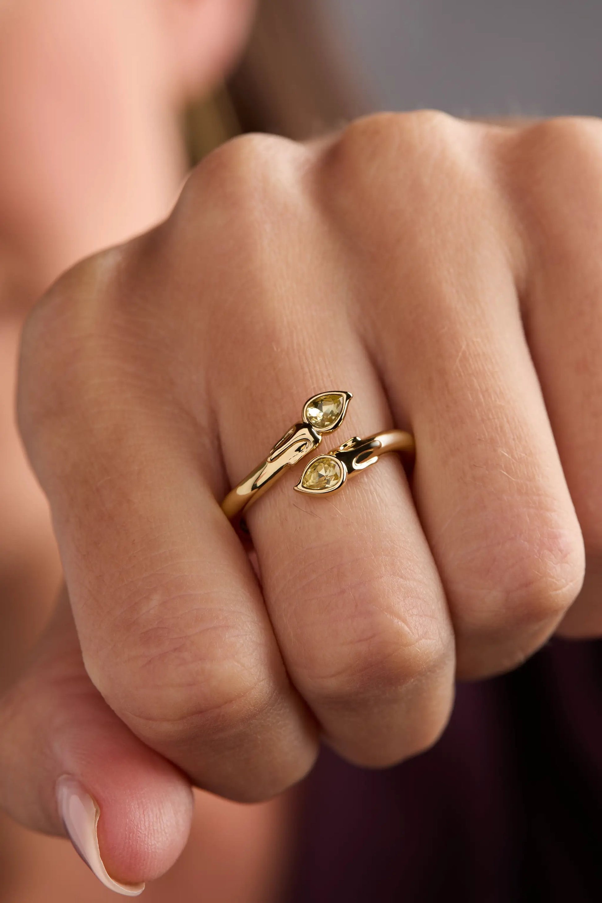 Harry Potter Great Hall Candle Wrap Ring by Alex and Ani gold-tone with yellow crystals on Tampa Home & Garden Store