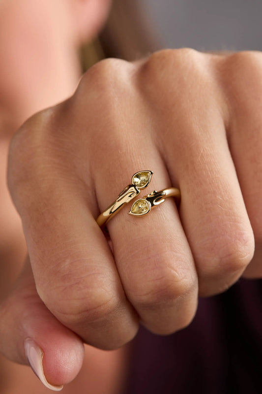 Harry Potter Great Hall Candle Wrap Ring by Alex and Ani gold-tone with yellow crystals on Tampa Home & Garden Store