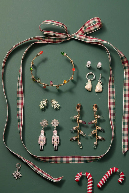 Christmas Muted Light Bulb Earrings With Crystals