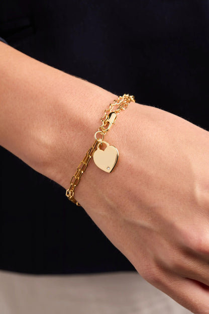 Heart Charm Double Paperclip Chain Bracelet by Alex and Ani in gold with heart charm on Tampa Home & Garden Store