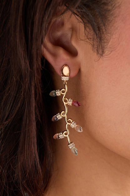 Christmas Muted Light Bulb Earrings With Crystals
