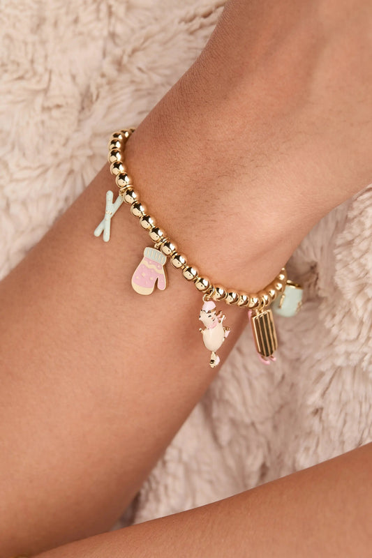 Winter Wonderland Multi Charm Bolo Bracelet gold beads pastel enamel charms by ALEX AND ANI on Tampa Home & Garden Store