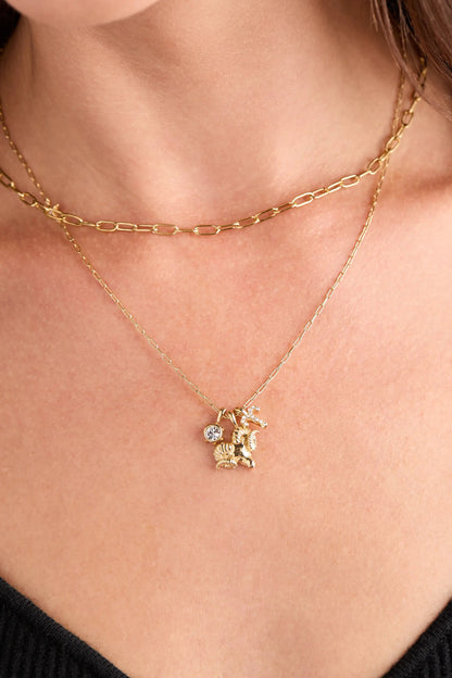 Paperclip Charm & Layering Necklace gold-tone layered chains with charm pendant on Tampa Home & Garden Store