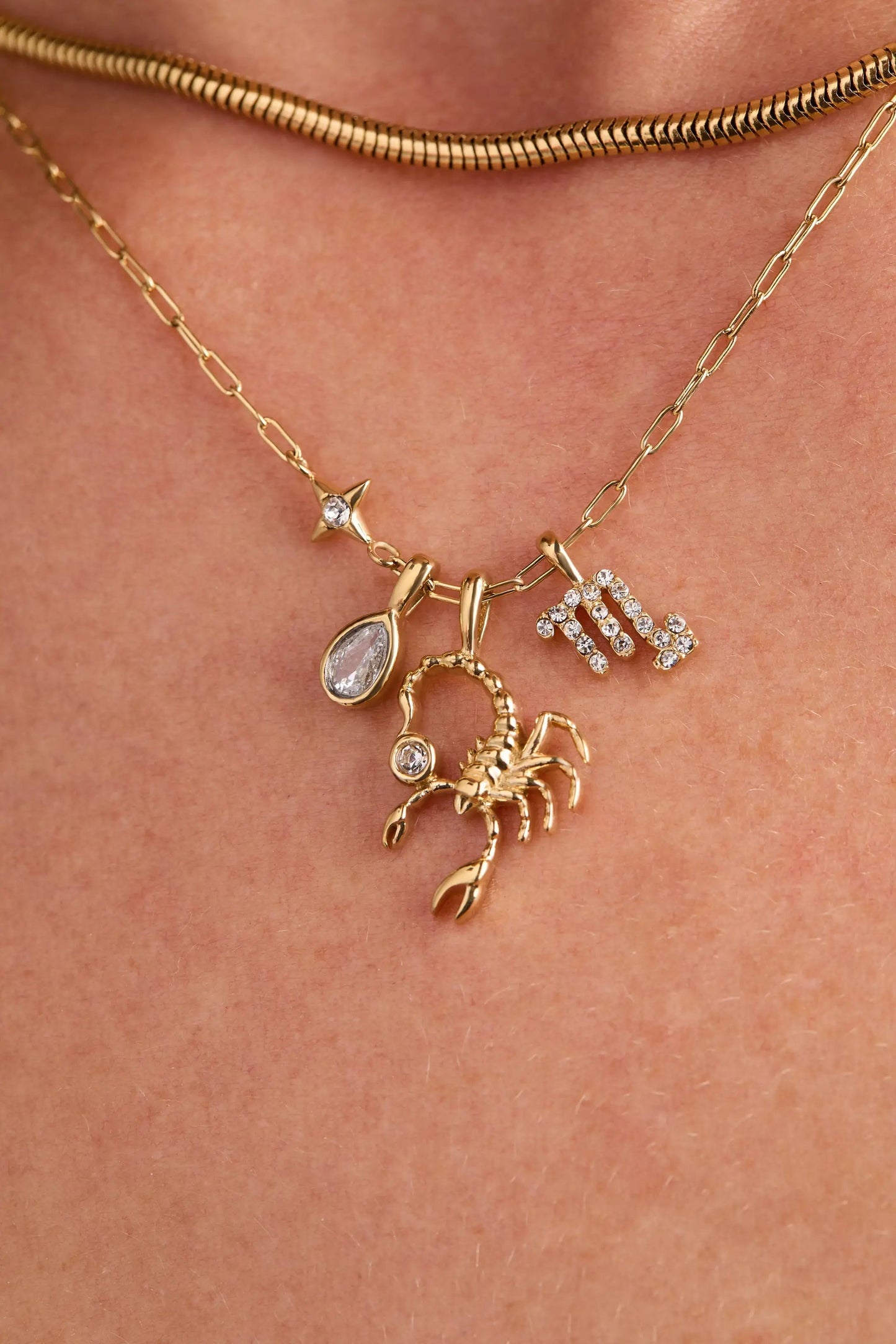 Scorpio Zodiac Charm Cluster Necklace gold-tone with crystal accents ALEX AND ANI on Tampa Home & Garden Store