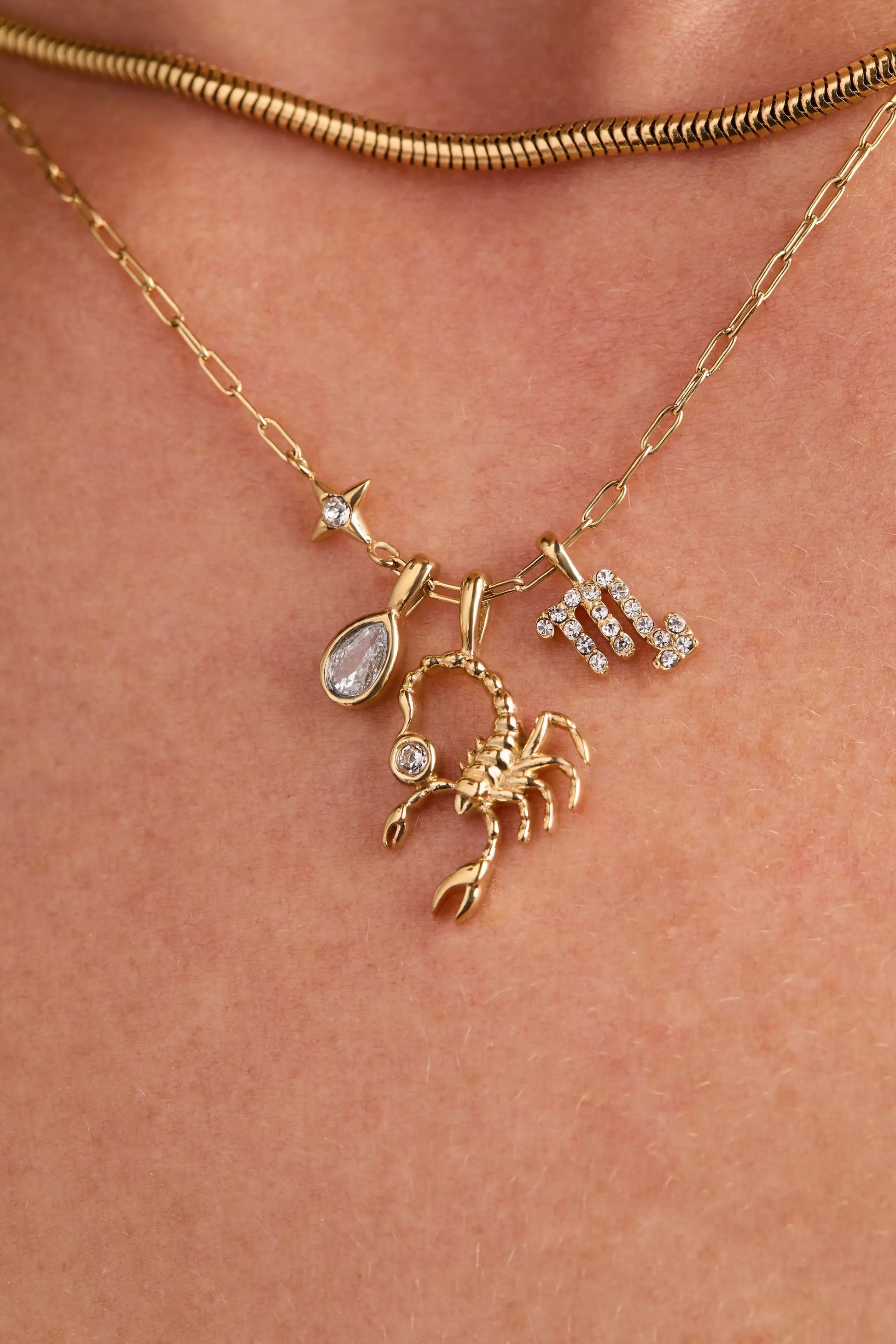 Scorpio Zodiac Charm Cluster Necklace gold-tone with crystal accents ALEX AND ANI on Tampa Home & Garden Store