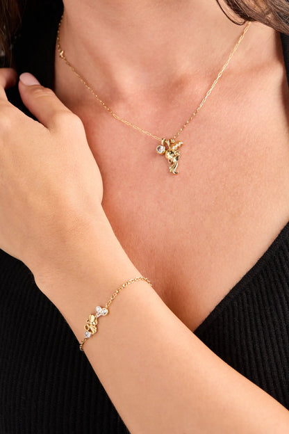 Aquarius Zodiac Charm Cluster Necklace Crystal