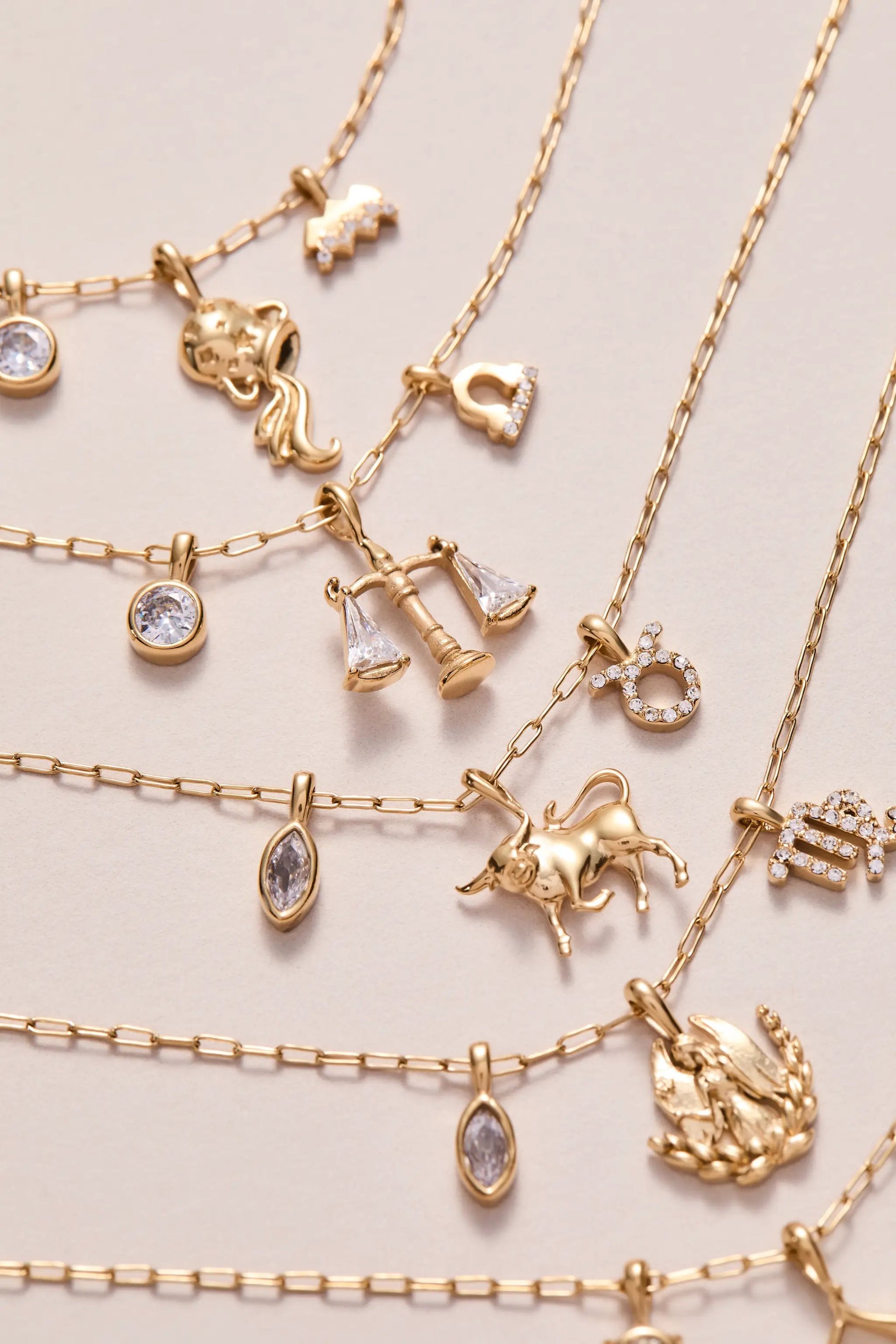 Libra Zodiac Charm Cluster Necklace by ALEX AND ANI in gold-tone with crystal accents on Tampa Home & Garden Store