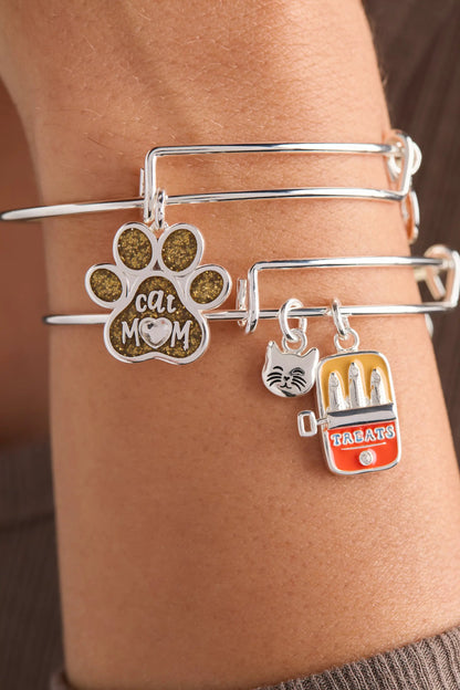 Cat and Sardine Tin Duo Charm Bangle Jewelry