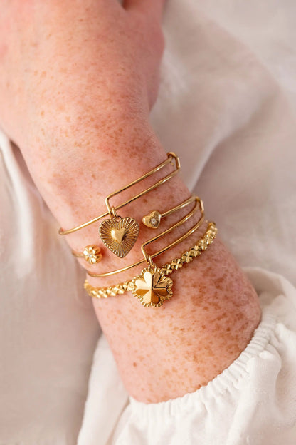 Four Leaf Clover Charm Bangle with Celtic Luck