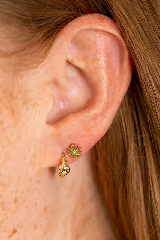 Love and Luck Stud & Hoop Earrings Set of 3 gold-tone with floral charms and crystal drop on Tampa Home & Garden Store