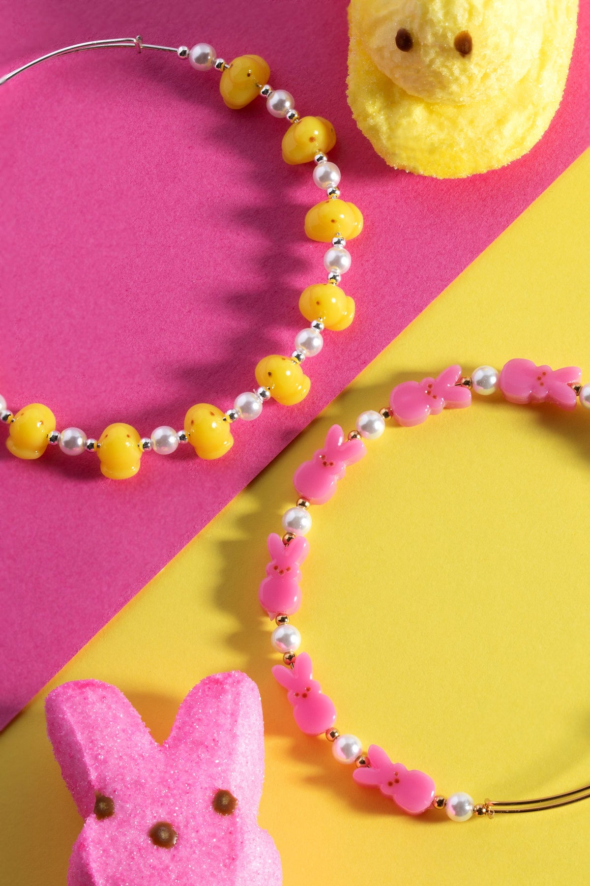 PEEPS Bunny Beaded Bangle by ALEX AND ANI; yellow bunny beads on silver-tone bracelet, 2 bracelets on Tampa Home & Garden Store