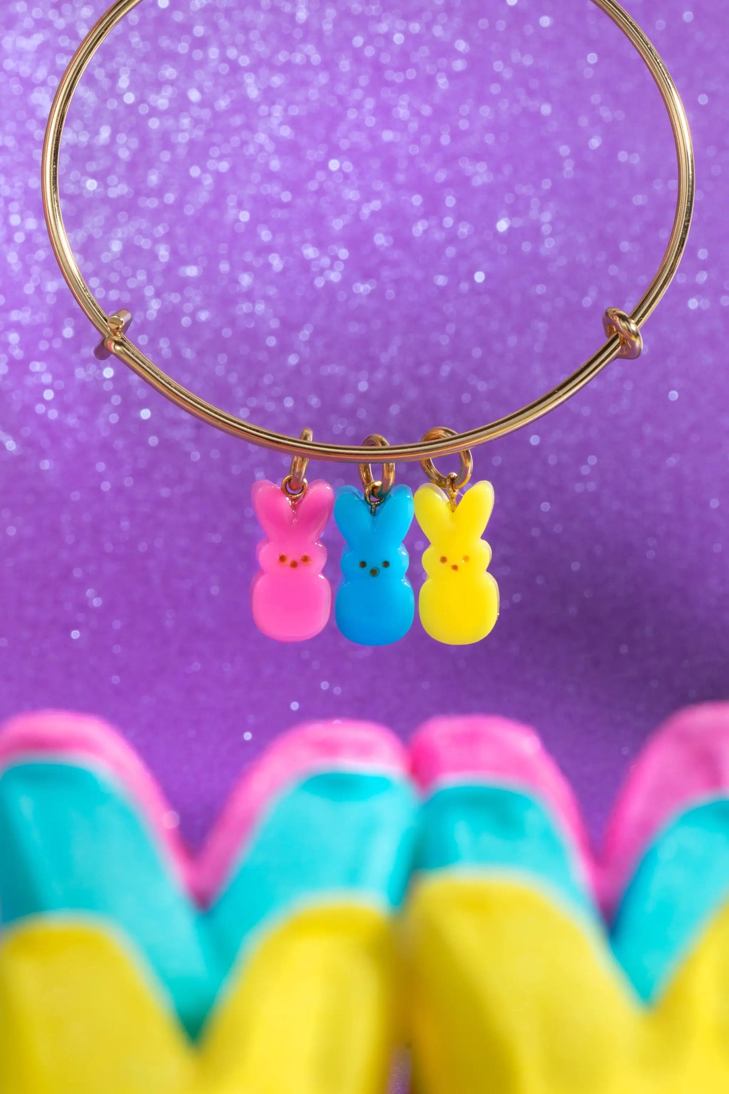 Peeps Bunny Multi Charm Bangle With Enamel Charms