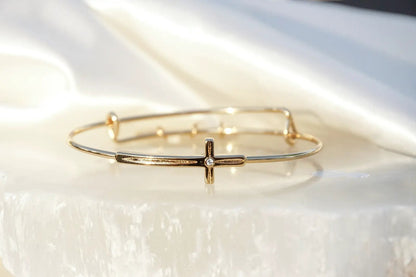 Cross Inline Bangle With Crystal Accent Sparkle