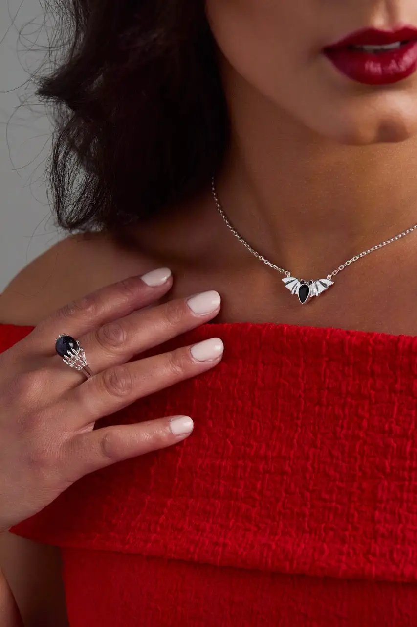 Crystal Ball Ring by ALEX AND ANI with a deep blue cabochon and crystal-claw setting on Tampa Home & Garden Store