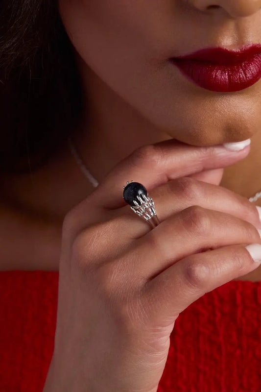 Crystal Ball Ring by ALEX AND ANI in silver-tone with a black glass ball on Tampa Home & Garden Store