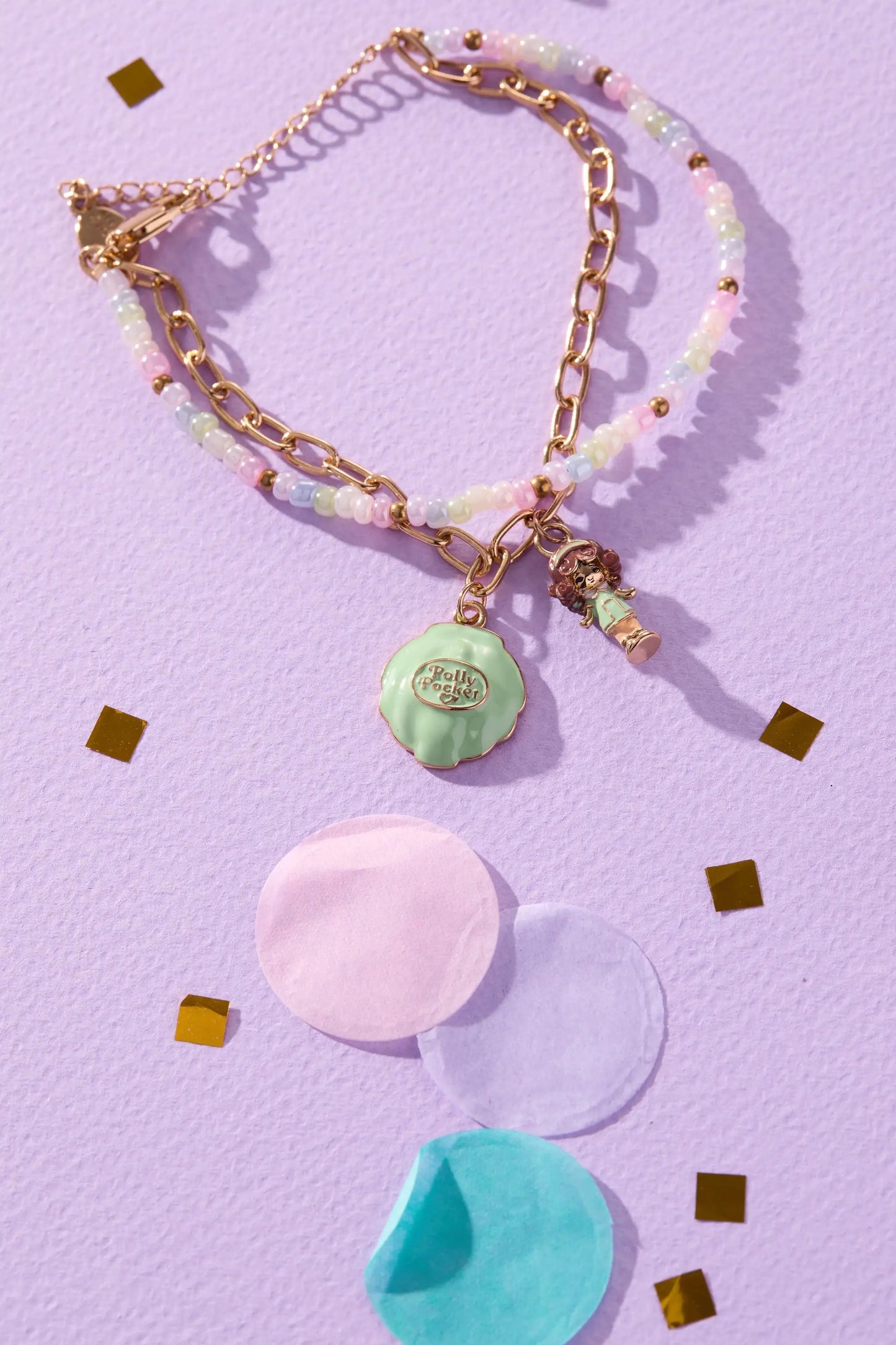 Polly Pocket 2 Row Charm Bracelet With Doll Charm