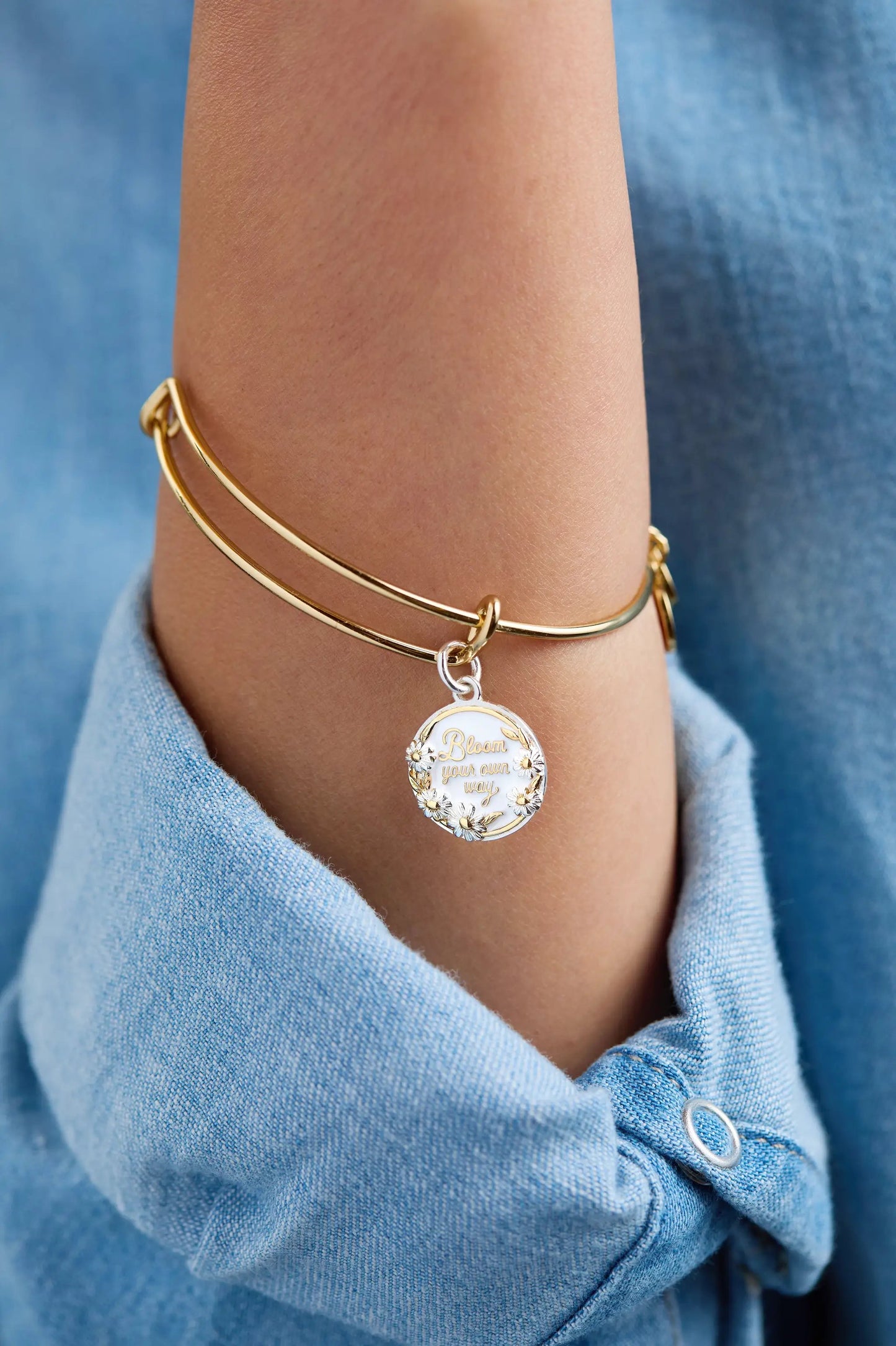 Bloom Your Own Way Bangle with Floral Charm