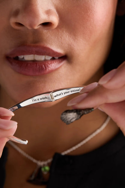 Wizard Witch Broom Bypass cuff bracelet with I'm a witch and what's your excuse engravings on Tampa Home & Garden Store