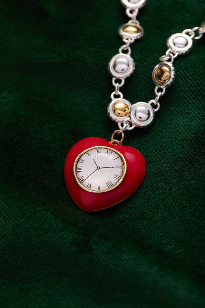 Tin Man Bracelet by ALEX AND ANI with silver and gold-tone beads and a red heart clock pendant on Tampa Home & Garden Store