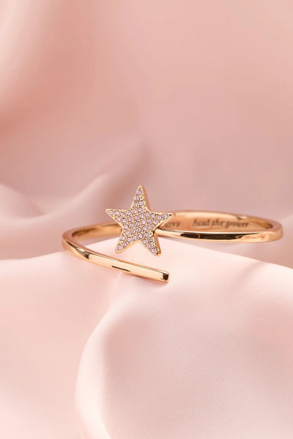 Bracelet Glinda Wand Bypass Cuff rose gold with crystal-star charm by ALEX AND ANI on Tampa Home & Garden Store