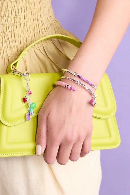 Crayola Metal Crayon Tension Bangle Silver Charm
