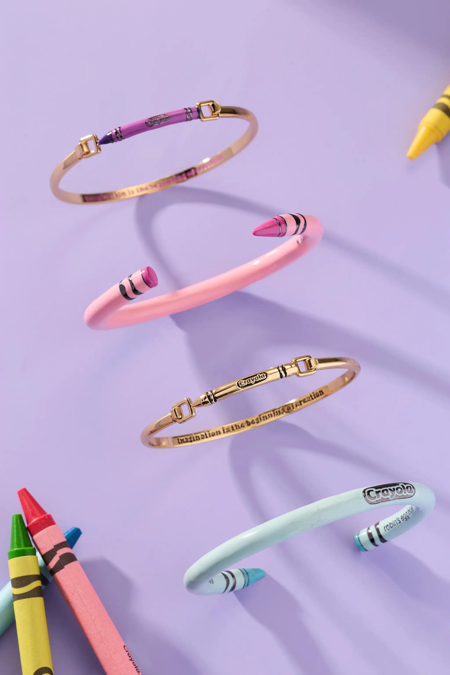 Crayola Metal Crayon Tension Bangle Silver Charm